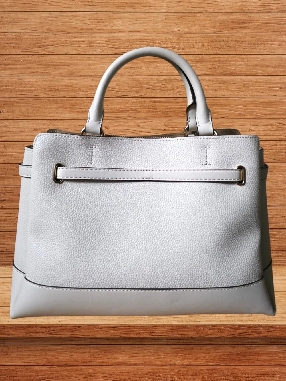 NWT Michael Kors Reed Large Belted Satchel Light Cream Leather + Dust Bag